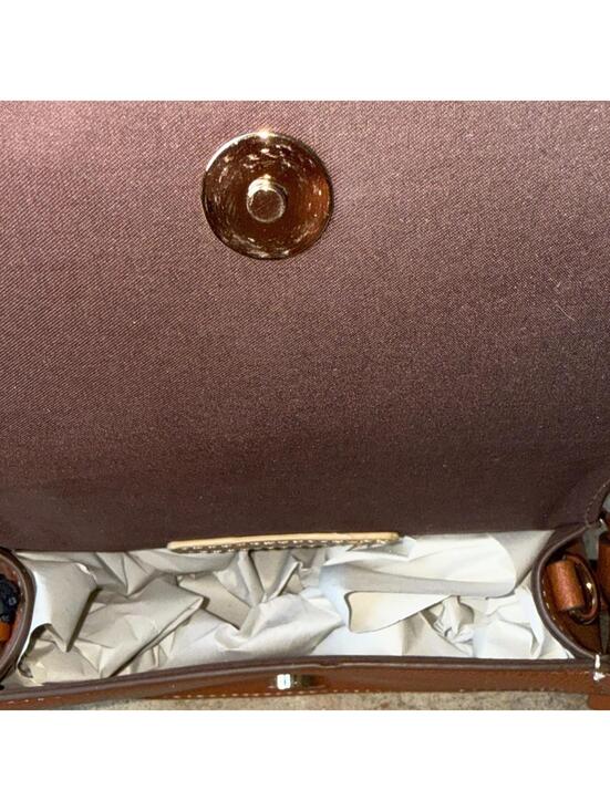 Rachel Zoe Brown Leather Mini Shoulder Bag NWT Structured Flap Purse - Picture 3 of 6